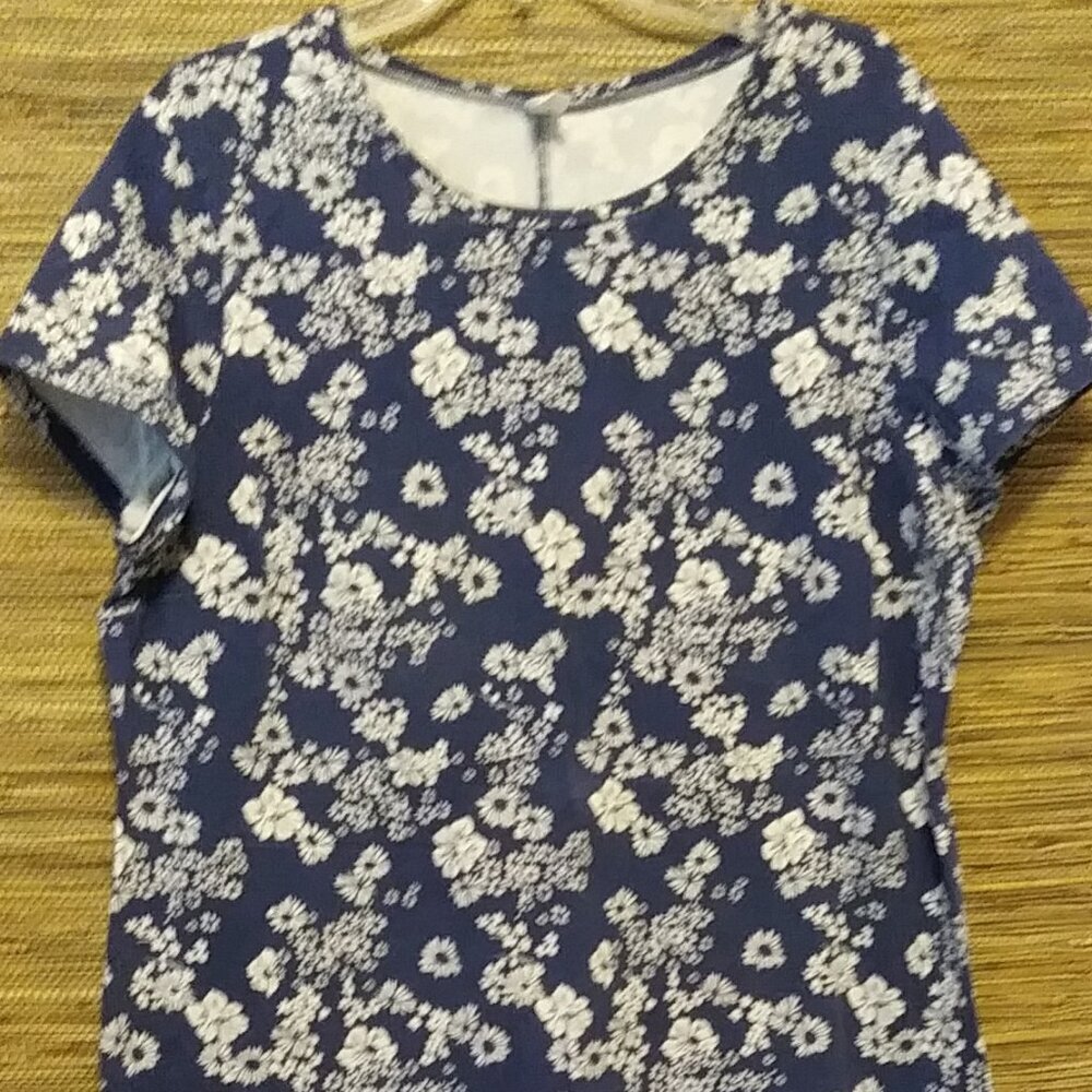 🌸 Old Navy XXL Navy Mini Dress White Floral  Stretch Cotton Blend